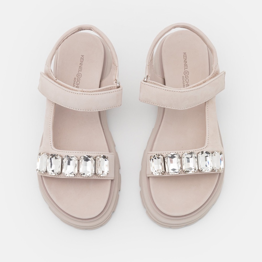 Nude Embellished Platform Sandals